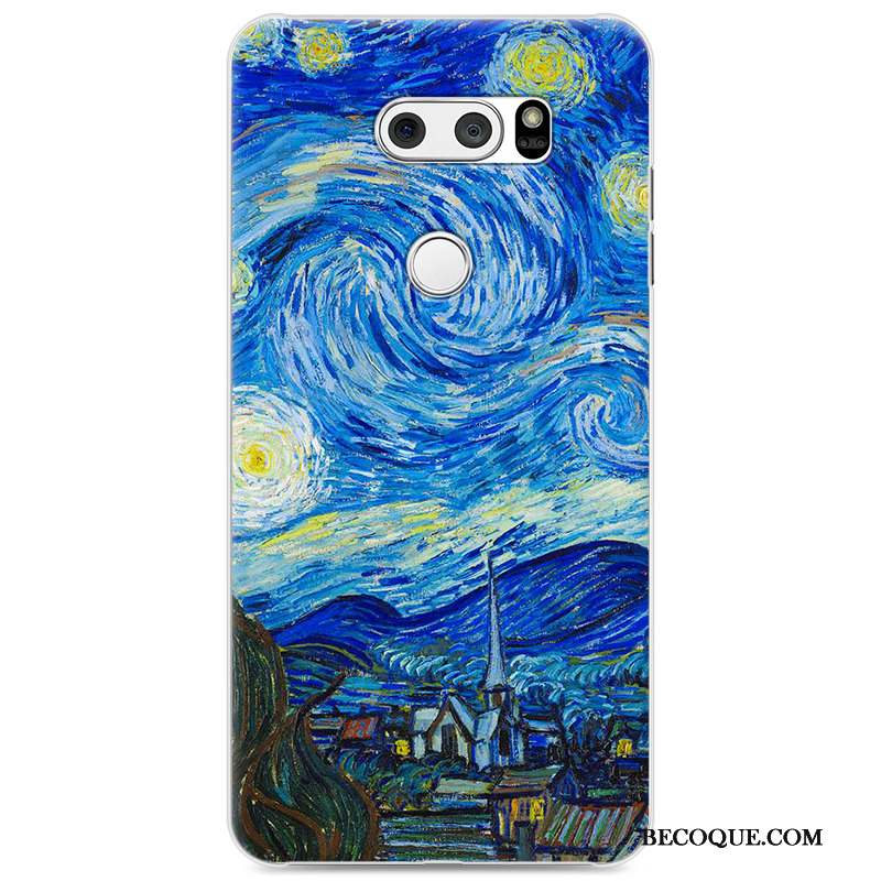 Lg V30 Tendance Protection Coque De Téléphone Dessin Animé Peinture Bleu