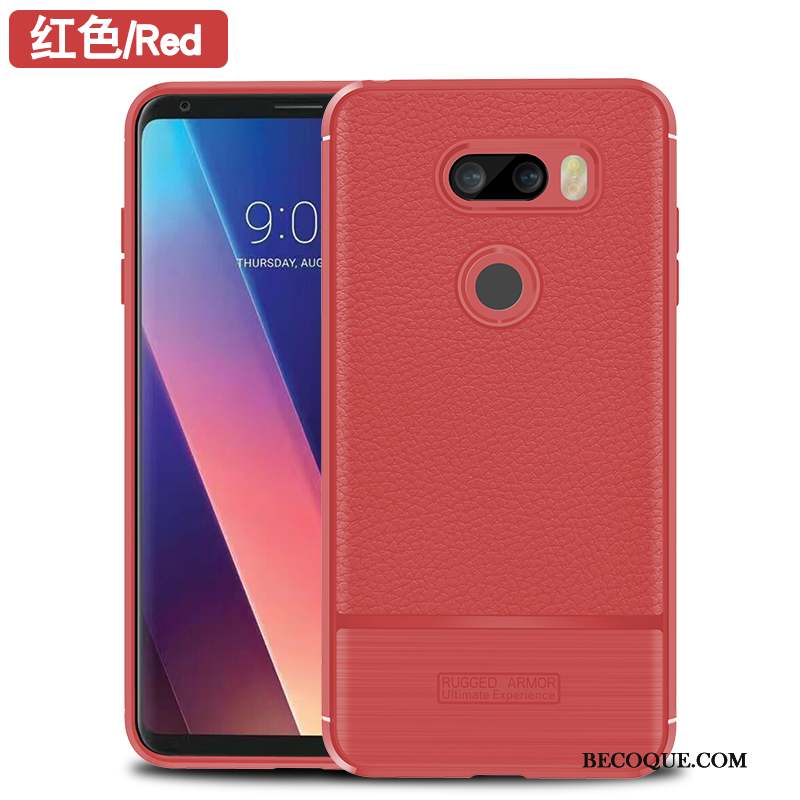 Lg V30 Tout Compris Incassable Coque De Téléphone Fluide Doux Étui Rouge