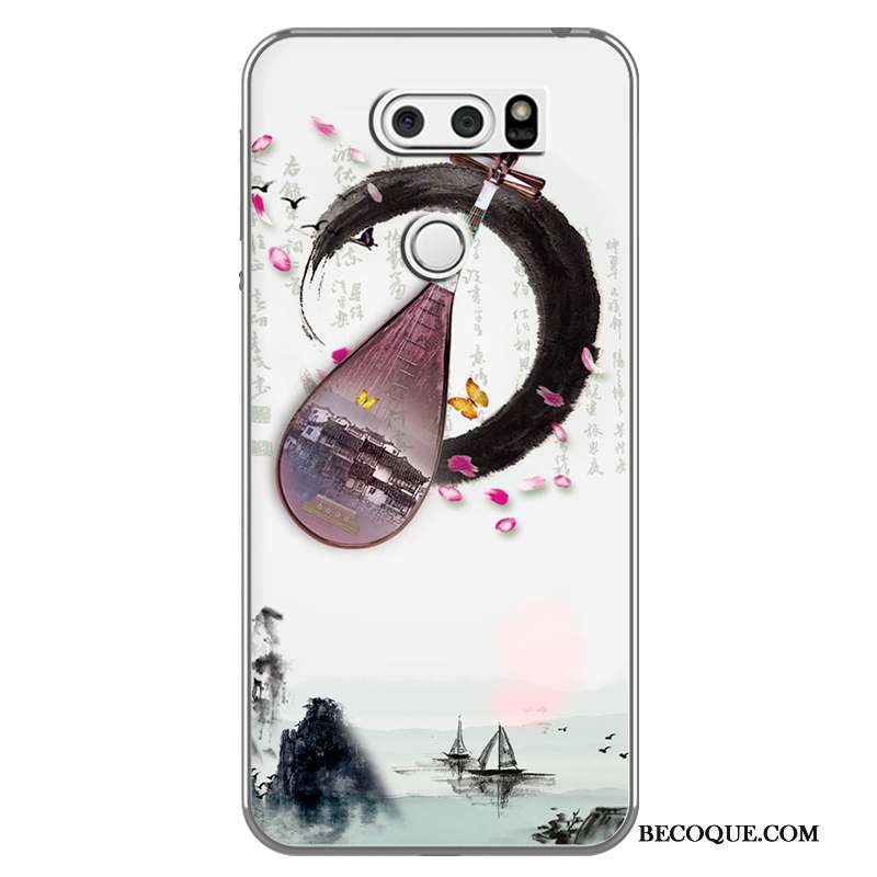 Lg V30 Téléphone Portable Créatif Fluide Doux Coque De Téléphone Encre Personnalité