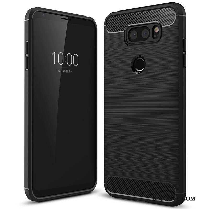 Lg V30 Étui Fluide Doux Coque En Silicone Protection Incassable Rouge