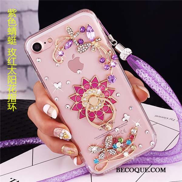 Lg V30s Tinq Violet Strass Incassable Étui Coque De Téléphone