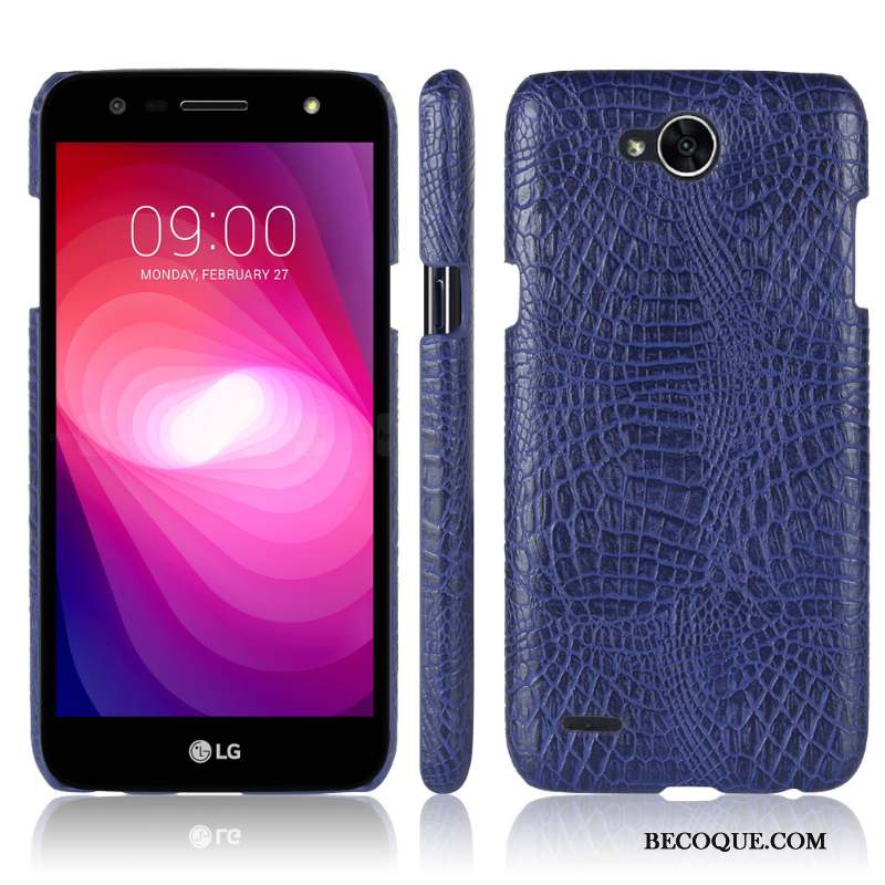 Lg X Power 2 Cuir Crocodile Modèle Coque De Téléphone Étui Protection Nouveau