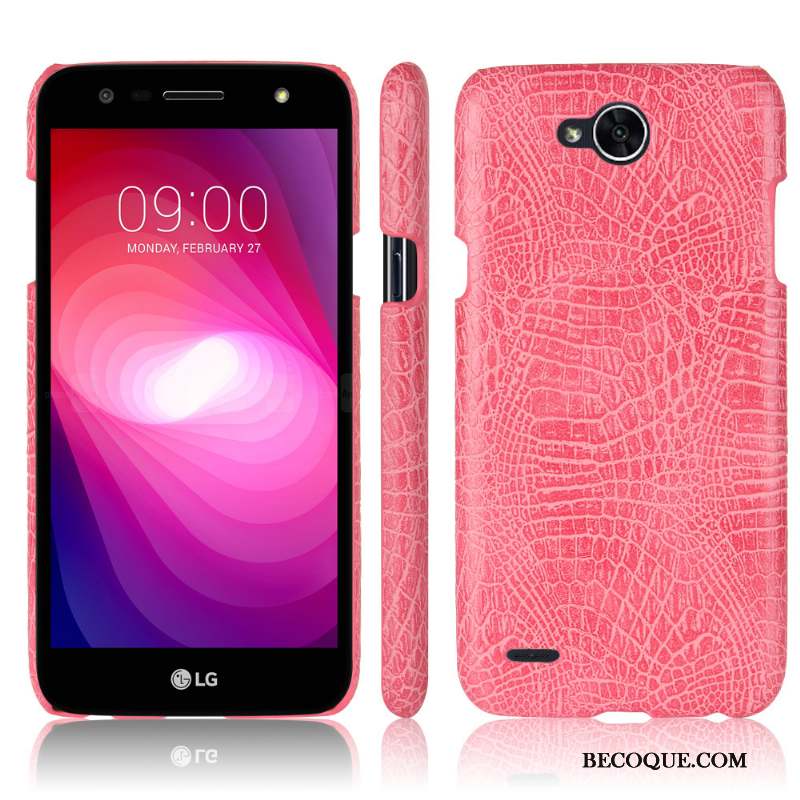 Lg X Power 2 Cuir Crocodile Modèle Coque De Téléphone Étui Protection Nouveau