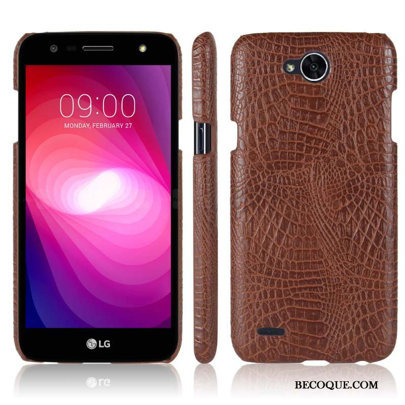 Lg X Power 2 Cuir Crocodile Modèle Coque De Téléphone Étui Protection Nouveau