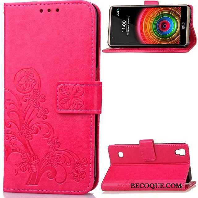 Lg X Power Coque Incassable Marque De Tendance Étui Ornements Suspendus Housse Rouge