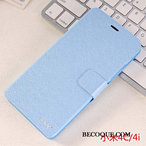 Mi 4 Coque Tout Compris Petit Étui En Cuir Bleu Clair Incassable Protection