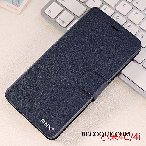 Mi 4 Coque Tout Compris Petit Étui En Cuir Bleu Clair Incassable Protection