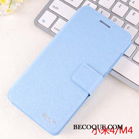 Mi 4 Coque Tout Compris Petit Étui En Cuir Bleu Clair Incassable Protection