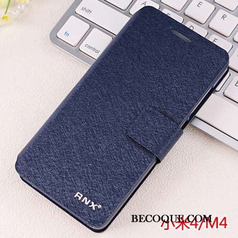 Mi 4 Coque Tout Compris Petit Étui En Cuir Bleu Clair Incassable Protection