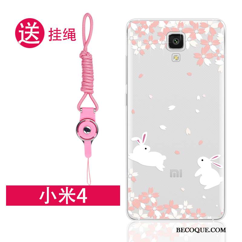 Mi 4 Ornements Suspendus Coque De Téléphone Étui Petit Rose Silicone