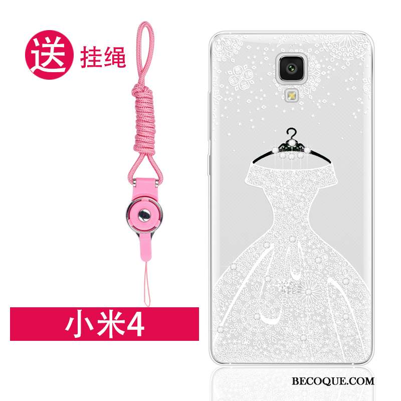 Mi 4 Ornements Suspendus Coque De Téléphone Étui Petit Rose Silicone