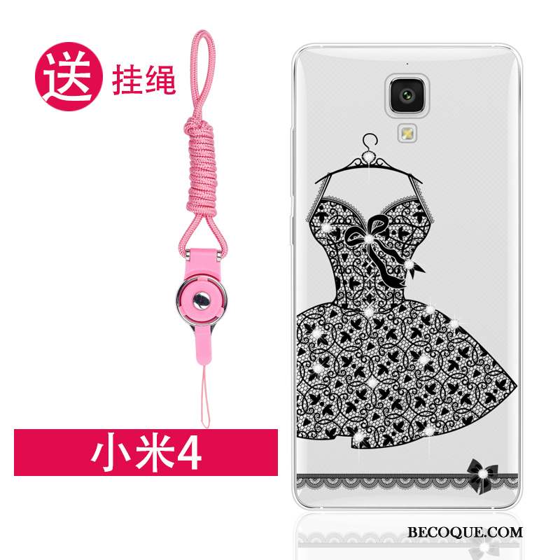 Mi 4 Ornements Suspendus Coque De Téléphone Étui Petit Rose Silicone