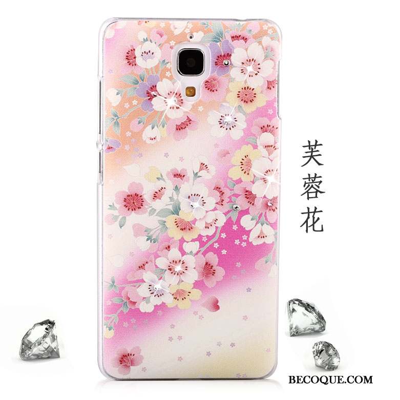 Mi 4 Petit Strass Incassable Coque De Téléphone Rose Étui