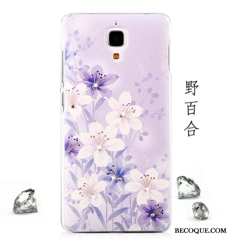 Mi 4 Petit Strass Incassable Coque De Téléphone Rose Étui