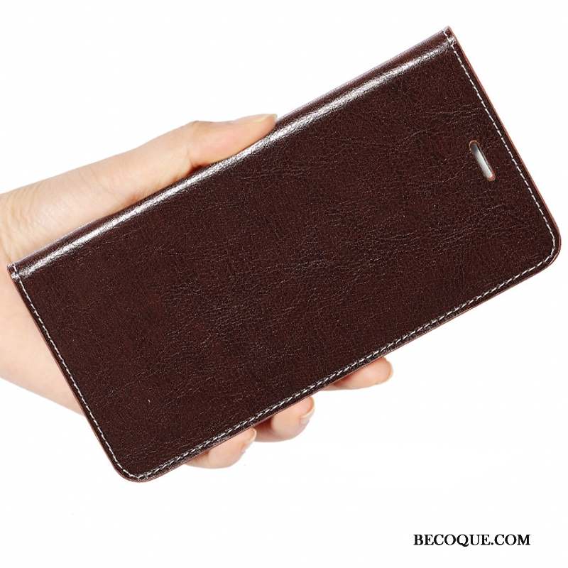 Mi 5 Coque Clamshell Marron Silicone Étui En Cuir Petit Cuir Véritable