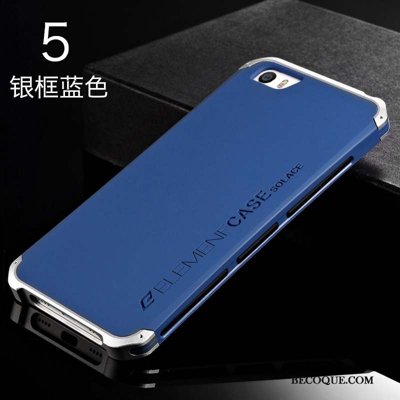 Mi 5 Coque Incassable Silicone Métal Protection Bleu Petit