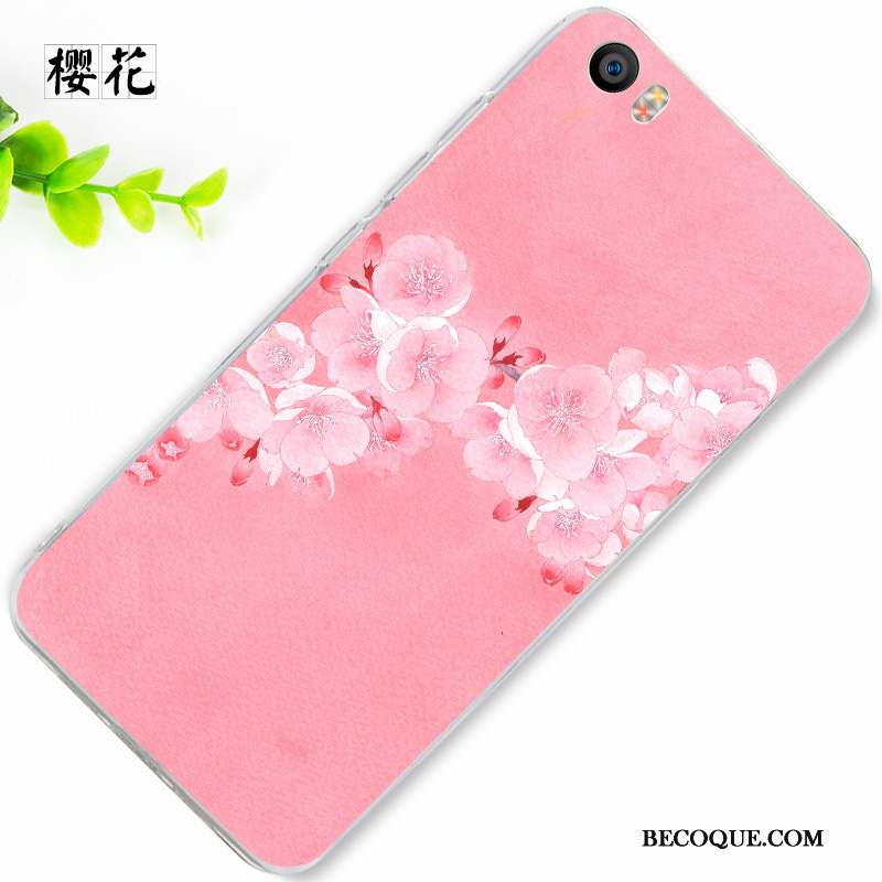 Mi 5 Coque Silicone Protection Incassable Rouge Rose Créatif