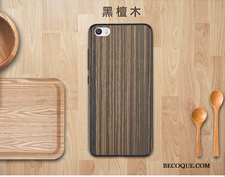 Mi 5 Couvercle Arrière Coque De Téléphone Protection En Bois Grain De Bois Silicone