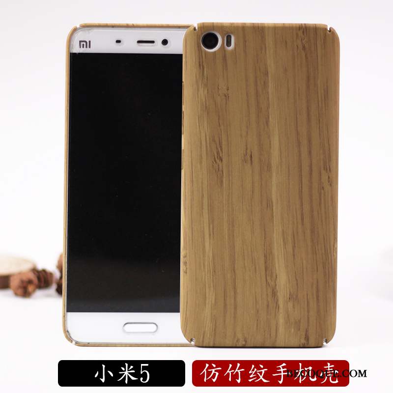 Mi 5 Grain De Bois Protection Délavé En Daim Tendance Coque De Téléphone Vin Rouge