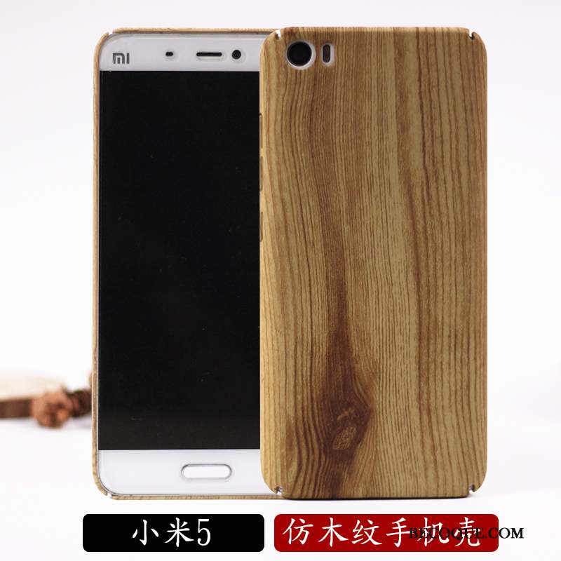 Mi 5 Grain De Bois Protection Délavé En Daim Tendance Coque De Téléphone Vin Rouge