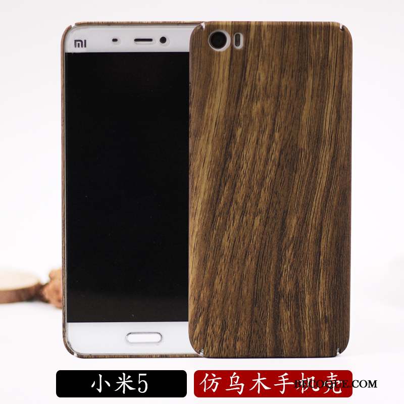 Mi 5 Grain De Bois Protection Délavé En Daim Tendance Coque De Téléphone Vin Rouge