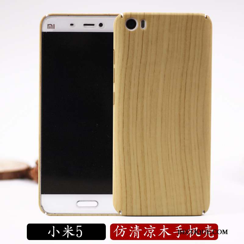 Mi 5 Grain De Bois Protection Délavé En Daim Tendance Coque De Téléphone Vin Rouge