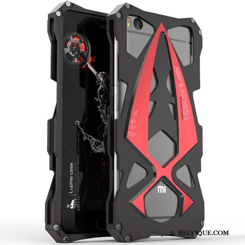 Mi 5 Métal Rouge Border Petit Coque De Téléphone Étui