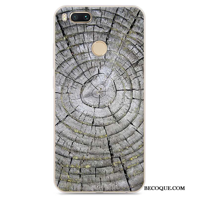 Mi 5x Coque Tout Compris Grain De Bois Protection Simple Étui Gris