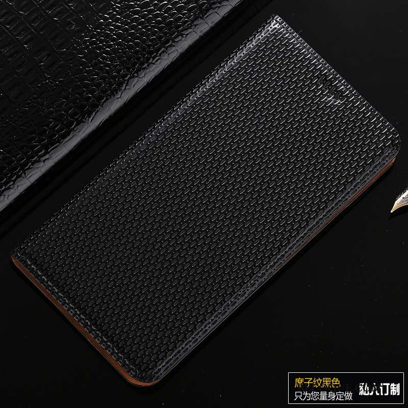 Mi 5x Coque Téléphone Portable Étui En Cuir Protection Petit Noir Cuir Véritable