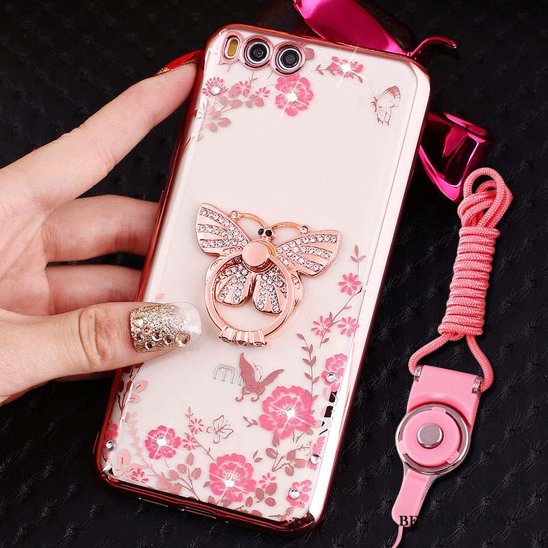 Mi 6 Coque Cou Suspendu Étui Petit Fluide Doux Anneau Strass