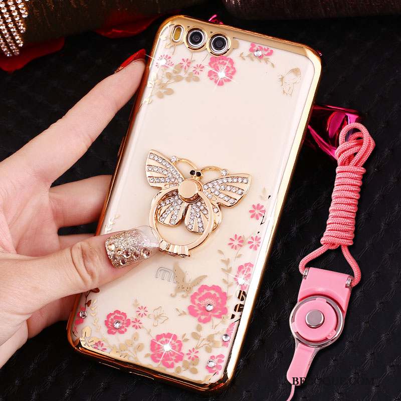 Mi 6 Coque Cou Suspendu Étui Petit Fluide Doux Anneau Strass