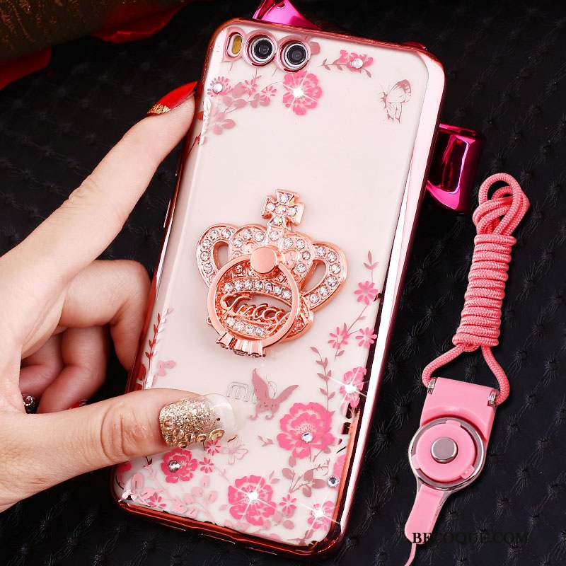 Mi 6 Coque Cou Suspendu Étui Petit Fluide Doux Anneau Strass