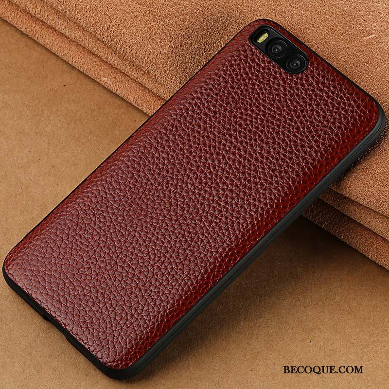 Mi 6 Coque De Téléphone Incassable Créatif Marque De Tendance Cuir Véritable Protection