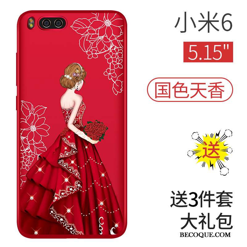 Mi 6 Coque Incassable Tout Compris Protection Étui Rouge Personnalité