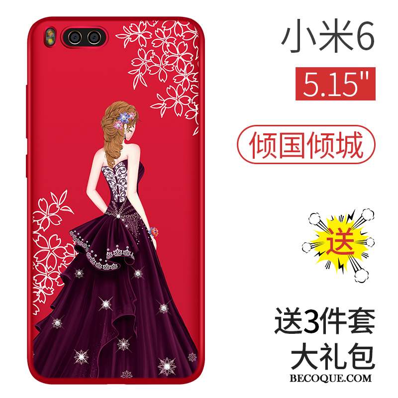 Mi 6 Coque Incassable Tout Compris Protection Étui Rouge Personnalité