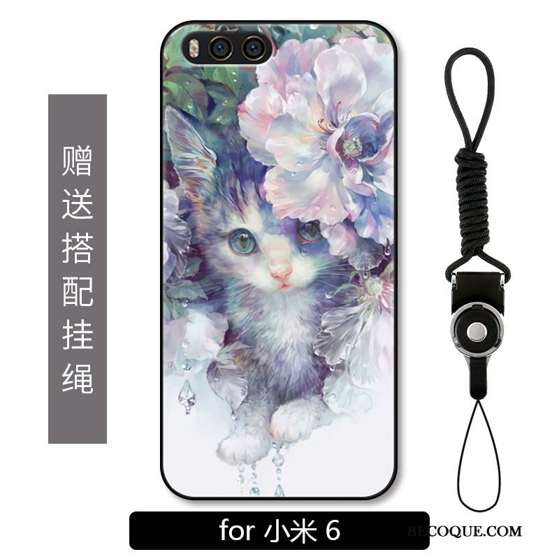 Mi 6 Coque Ornements Suspendus Fleur Multicolore Chat Incassable Petit