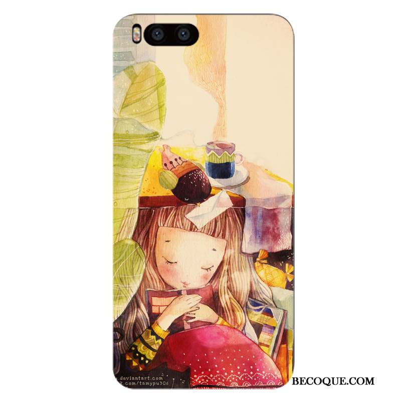 Mi 6 Coque Simple Protection Couleur Dessin Animé Étui Marque De Tendance