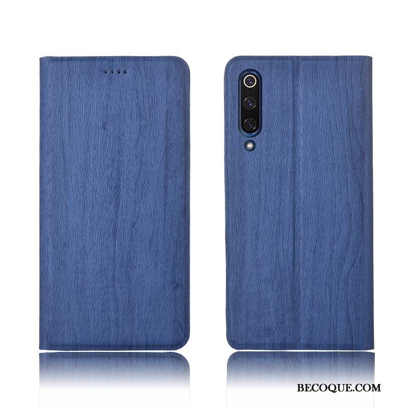 Mi 9 Coque Clamshell Arbres Étui Protection Silicone Bleu