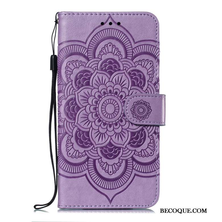 Mi 9 Coque Petit Clamshell Étui En Cuir Violet Soleil Tout Compris