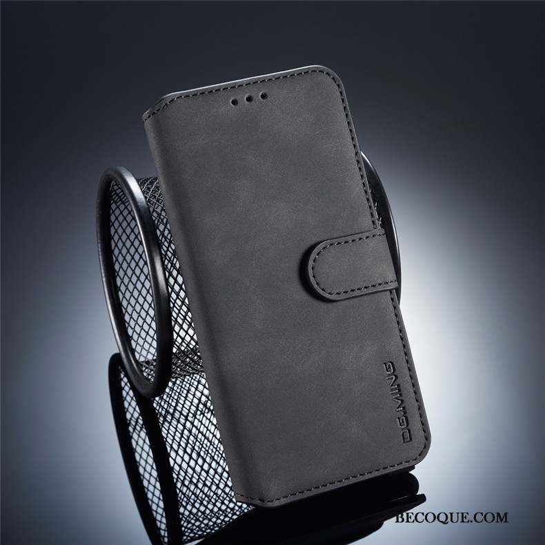 Mi 9 Coque Téléphone Portable Gris Incassable Mode Petit Étui En Cuir