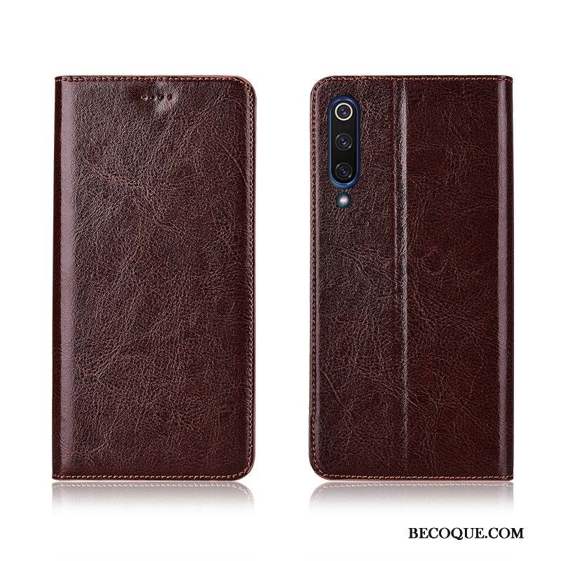 Mi 9 Coque Étui En Cuir Petit Personnalisé Modèle Modèle Fleurie Cuir Véritable