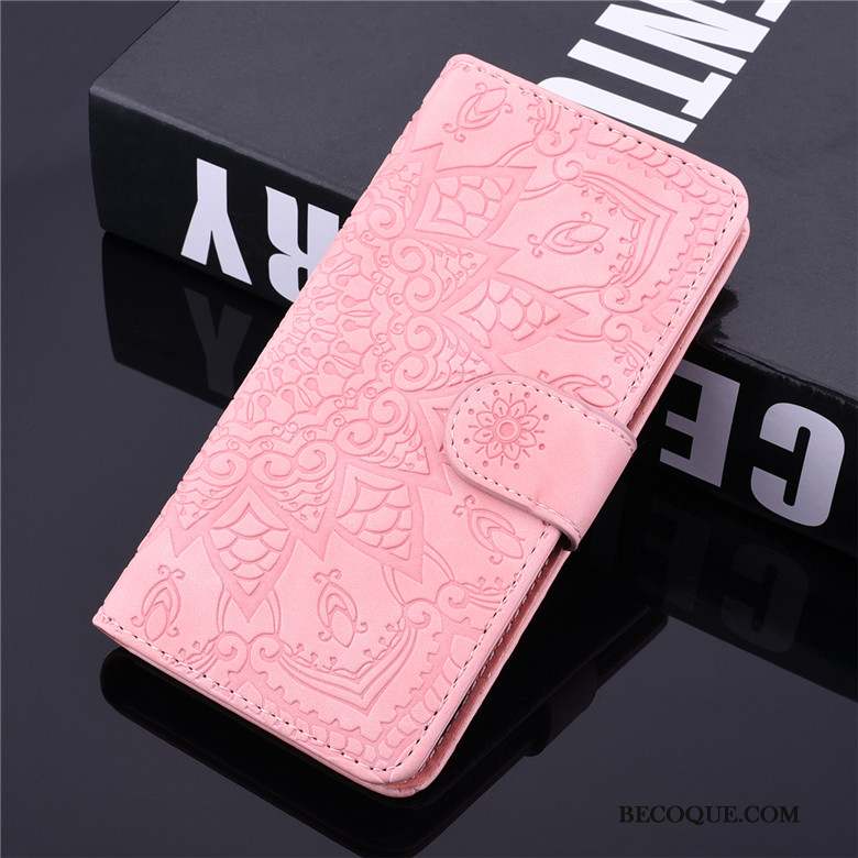 Mi 9 Lite Coque Fleur Étui En Cuir Protection Noir Petit Totem