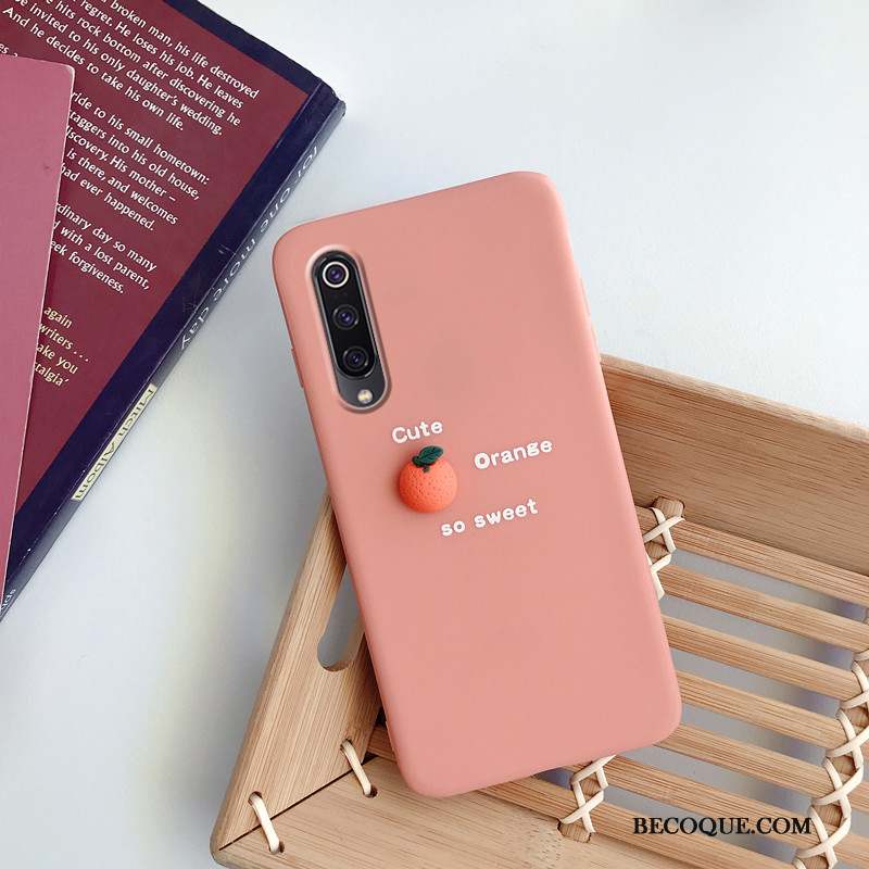 Mi 9 Lite Coque Modèle Fleurie Simple Protection Fluide Doux Petit Rose