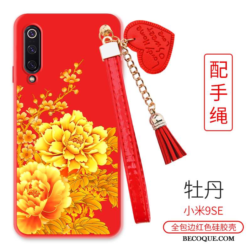 Mi 9 Se Pivoine Rouge Petit Coque De Téléphone Grand Fleur