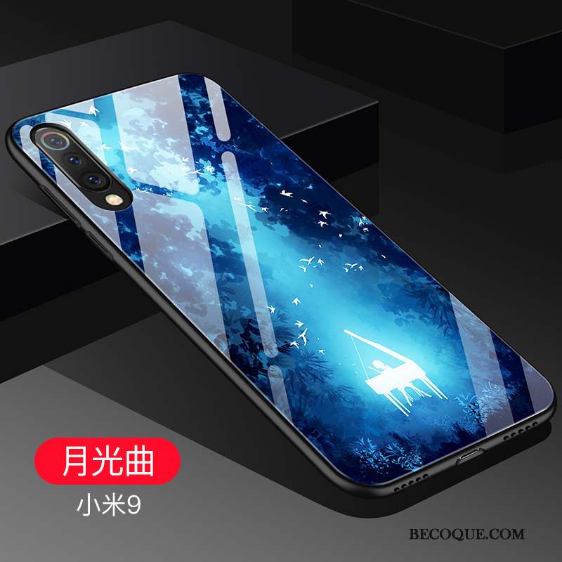 Mi 9 Verre Tendance Net Rouge Coque De Téléphone Silicone Étui