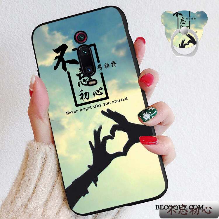 Mi 9t Pro Dessin Animé Coque De Téléphone Rouge Silicone Petit Délavé En Daim