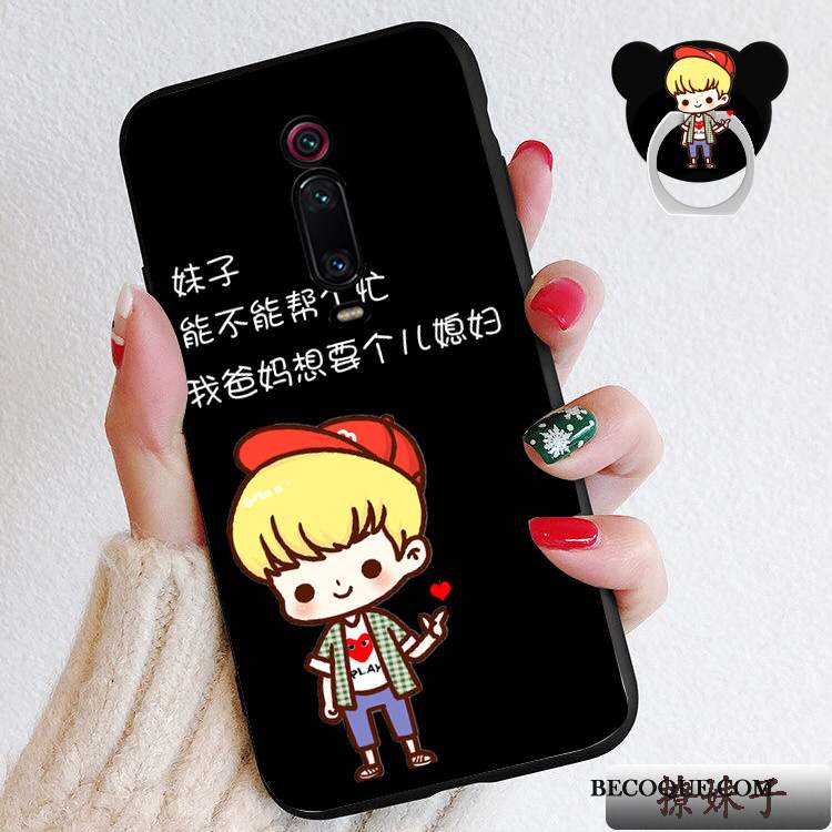 Mi 9t Pro Dessin Animé Coque De Téléphone Rouge Silicone Petit Délavé En Daim