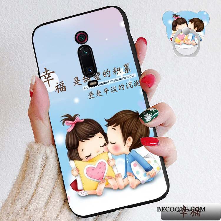 Mi 9t Pro Dessin Animé Coque De Téléphone Rouge Silicone Petit Délavé En Daim