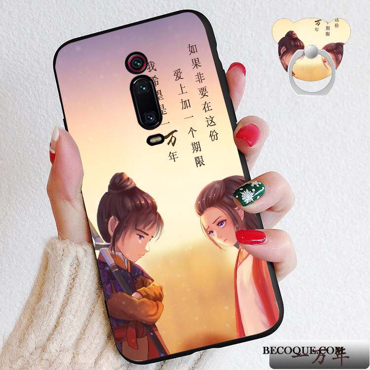 Mi 9t Pro Dessin Animé Coque De Téléphone Rouge Silicone Petit Délavé En Daim