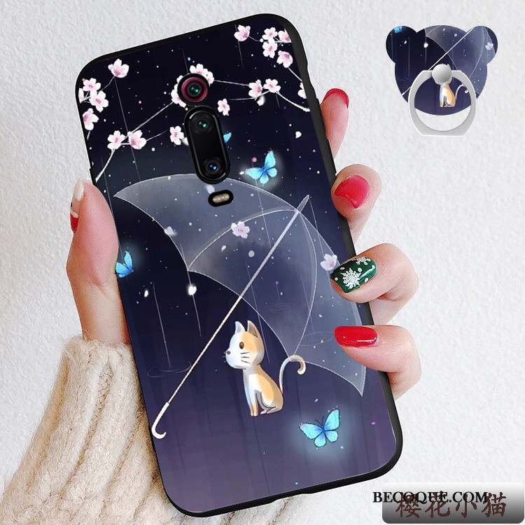 Mi 9t Pro Dessin Animé Coque De Téléphone Rouge Silicone Petit Délavé En Daim